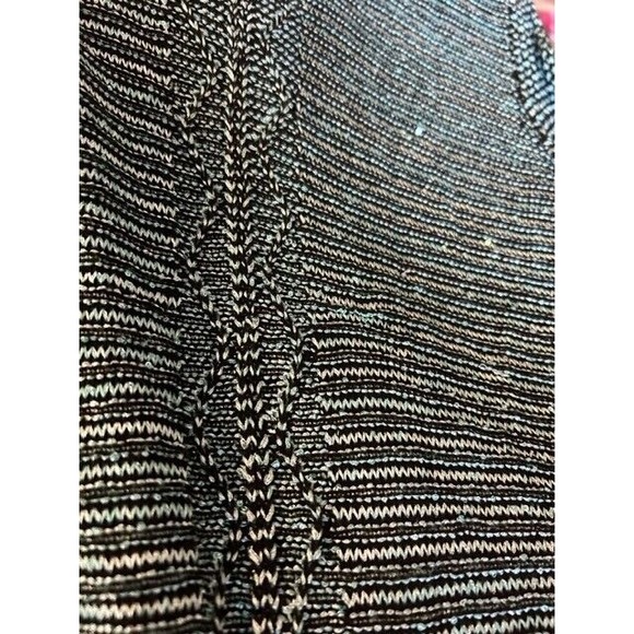 Milano Top Womens Size Medium Blue Black Sparkly Long Sleeve Knit Button Back - Picture 7 of 7